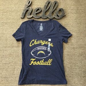 San Diego Chargers V-Neck Tee Heathered Blue